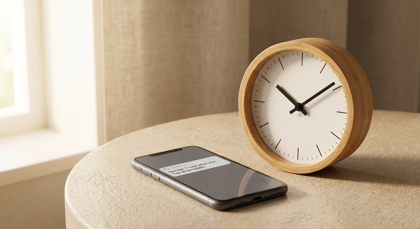 Timed survey trigger one hour after visit for customer feedback surveys