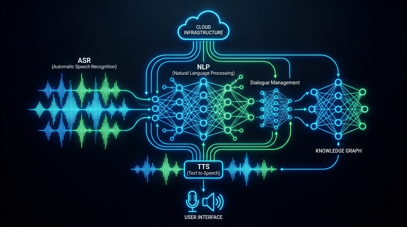 AI-powered patient booking for US dermatology clinics conversational AI technology stack visualization